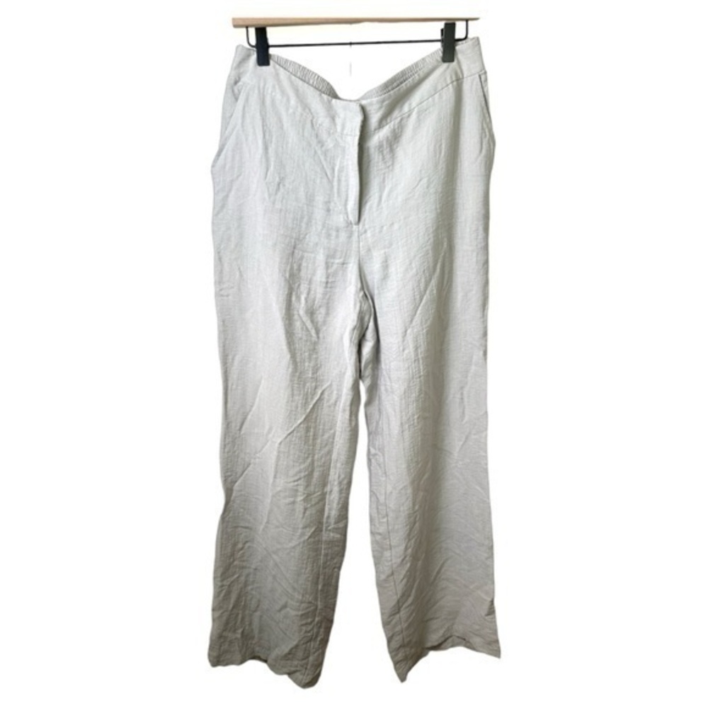 Chicos Pants Size 1 Wide Leg Loose Fit Lightweight Summer Ankle Gray Stretch